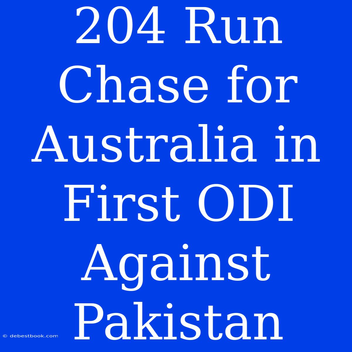 204 Run Chase For Australia In First ODI Against Pakistan