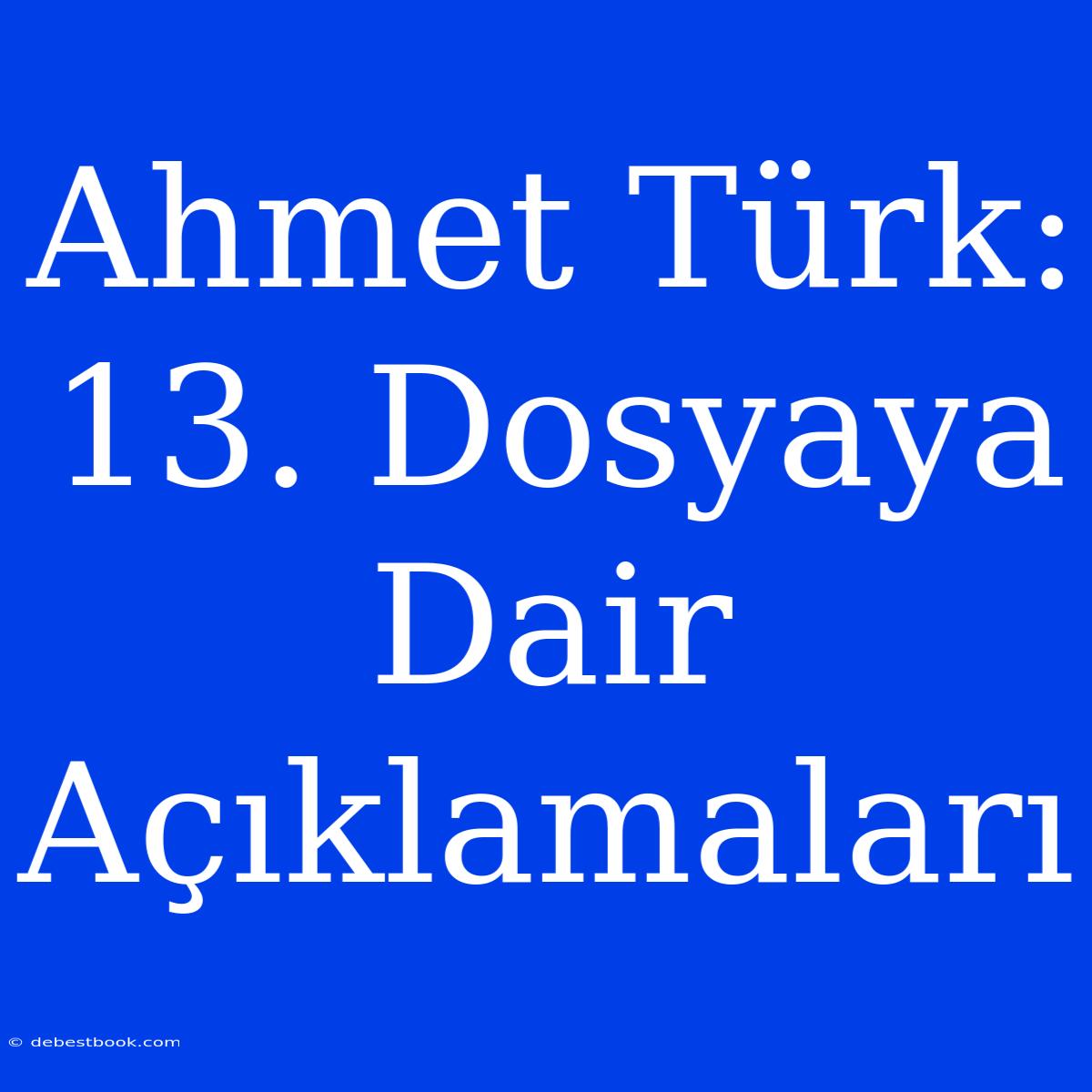 Ahmet Türk: 13. Dosyaya Dair Açıklamaları