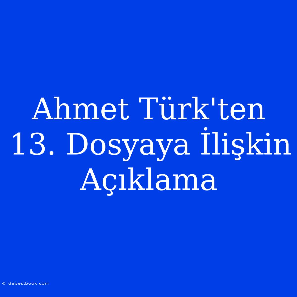 Ahmet Türk'ten 13. Dosyaya İlişkin Açıklama