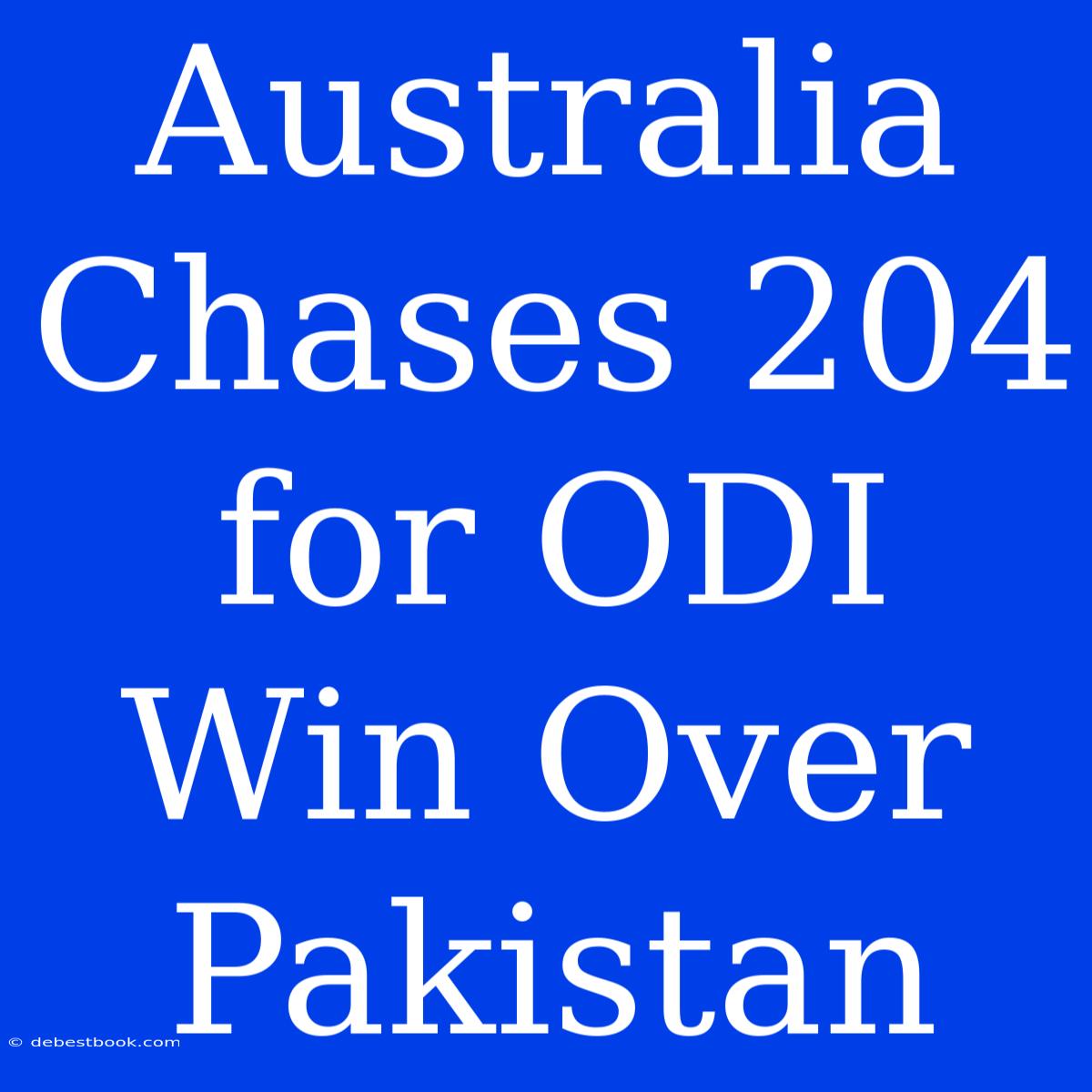 Australia Chases 204 For ODI Win Over Pakistan