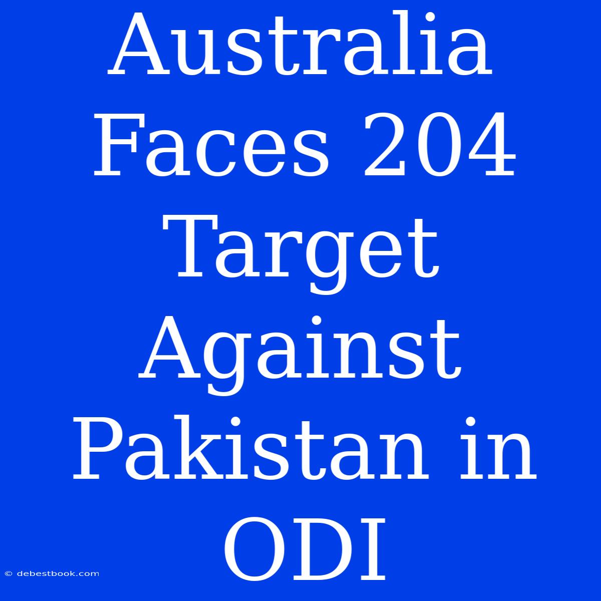 Australia Faces 204 Target Against Pakistan In ODI