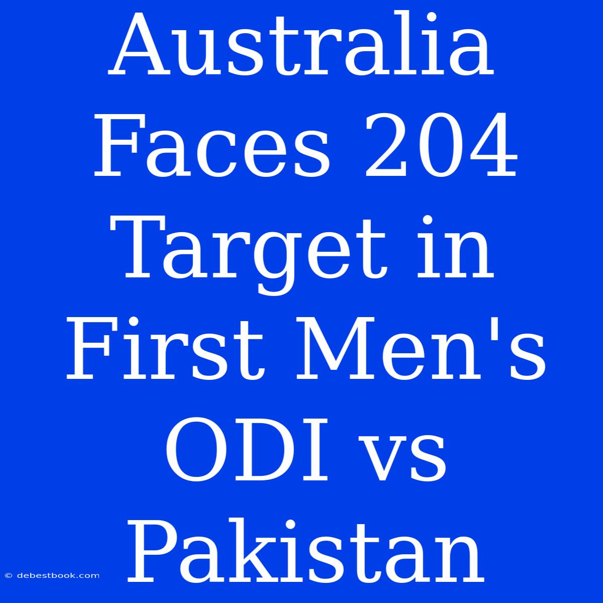 Australia Faces 204 Target In First Men's ODI Vs Pakistan