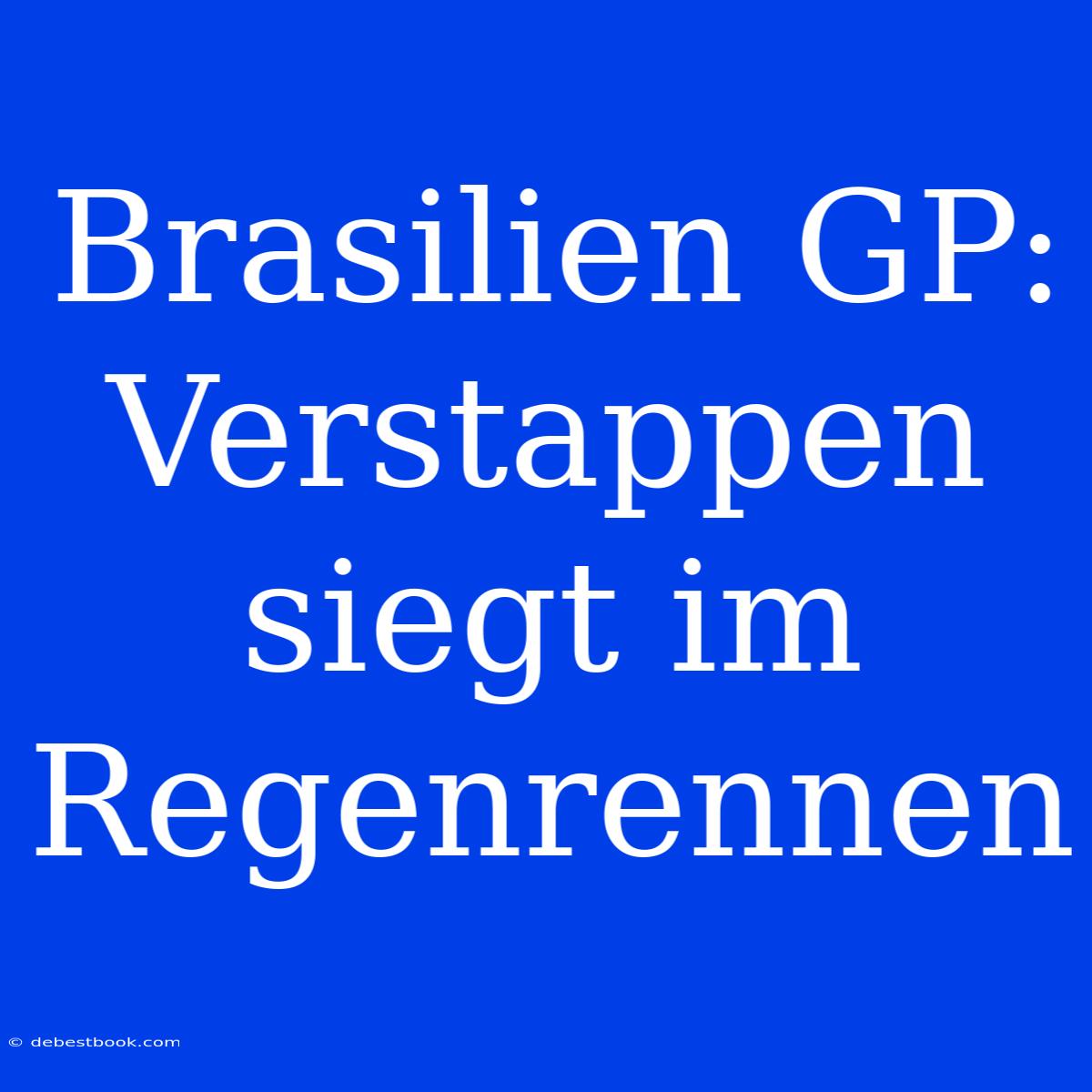 Brasilien GP: Verstappen Siegt Im Regenrennen