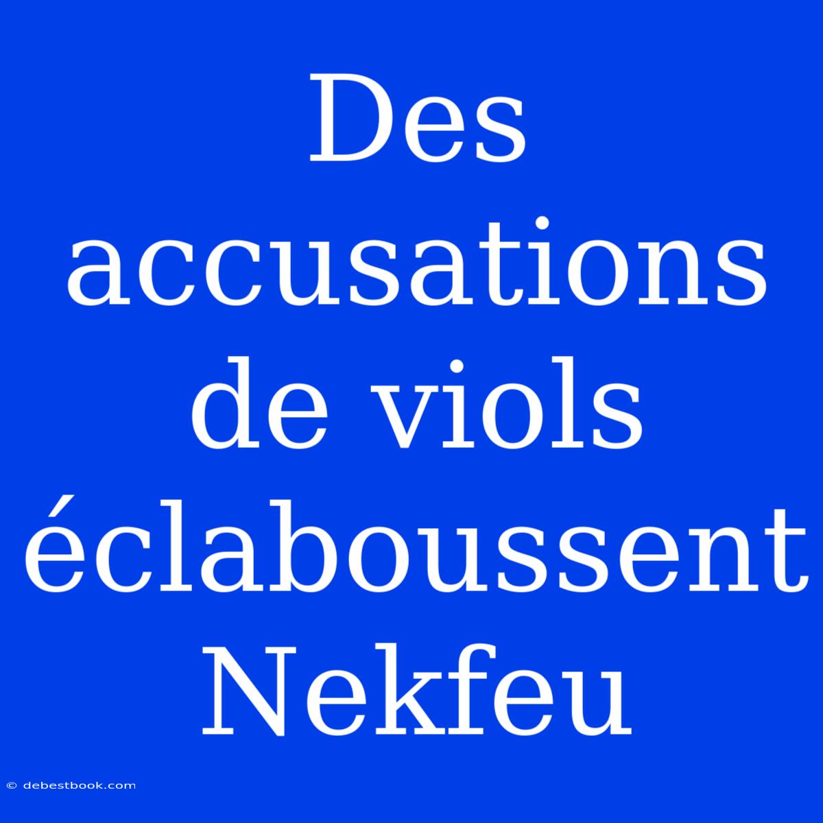 Des Accusations De Viols Éclaboussent Nekfeu 