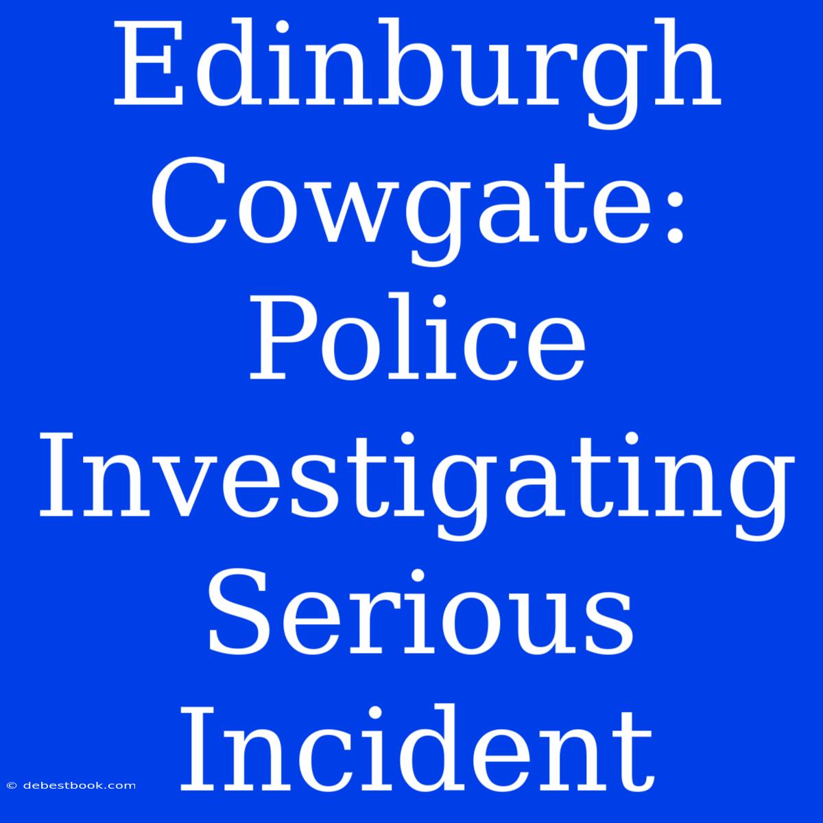 Edinburgh Cowgate: Police Investigating Serious Incident