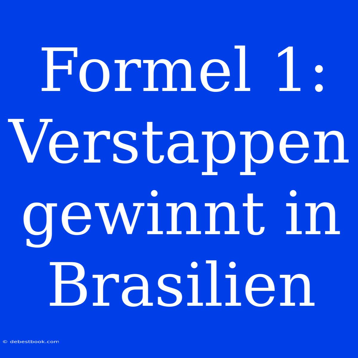 Formel 1: Verstappen Gewinnt In Brasilien