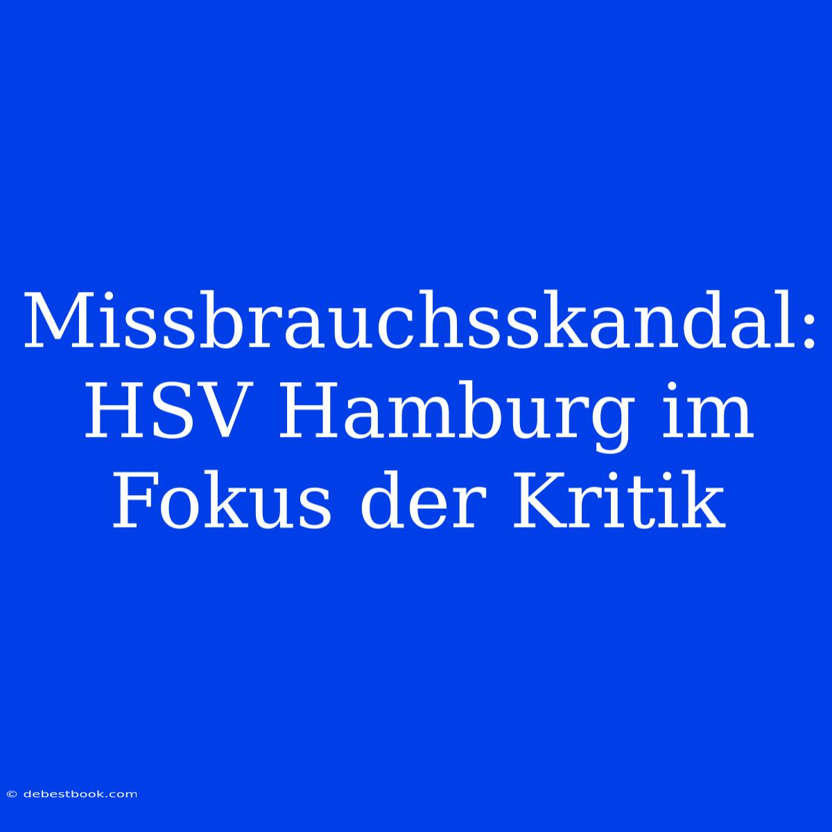 Missbrauchsskandal: HSV Hamburg Im Fokus Der Kritik