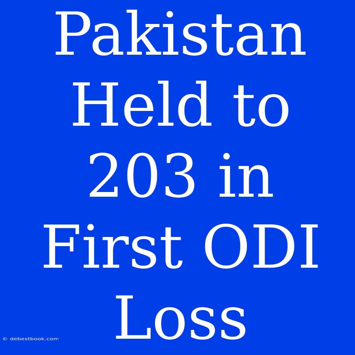 Pakistan Held To 203 In First ODI Loss