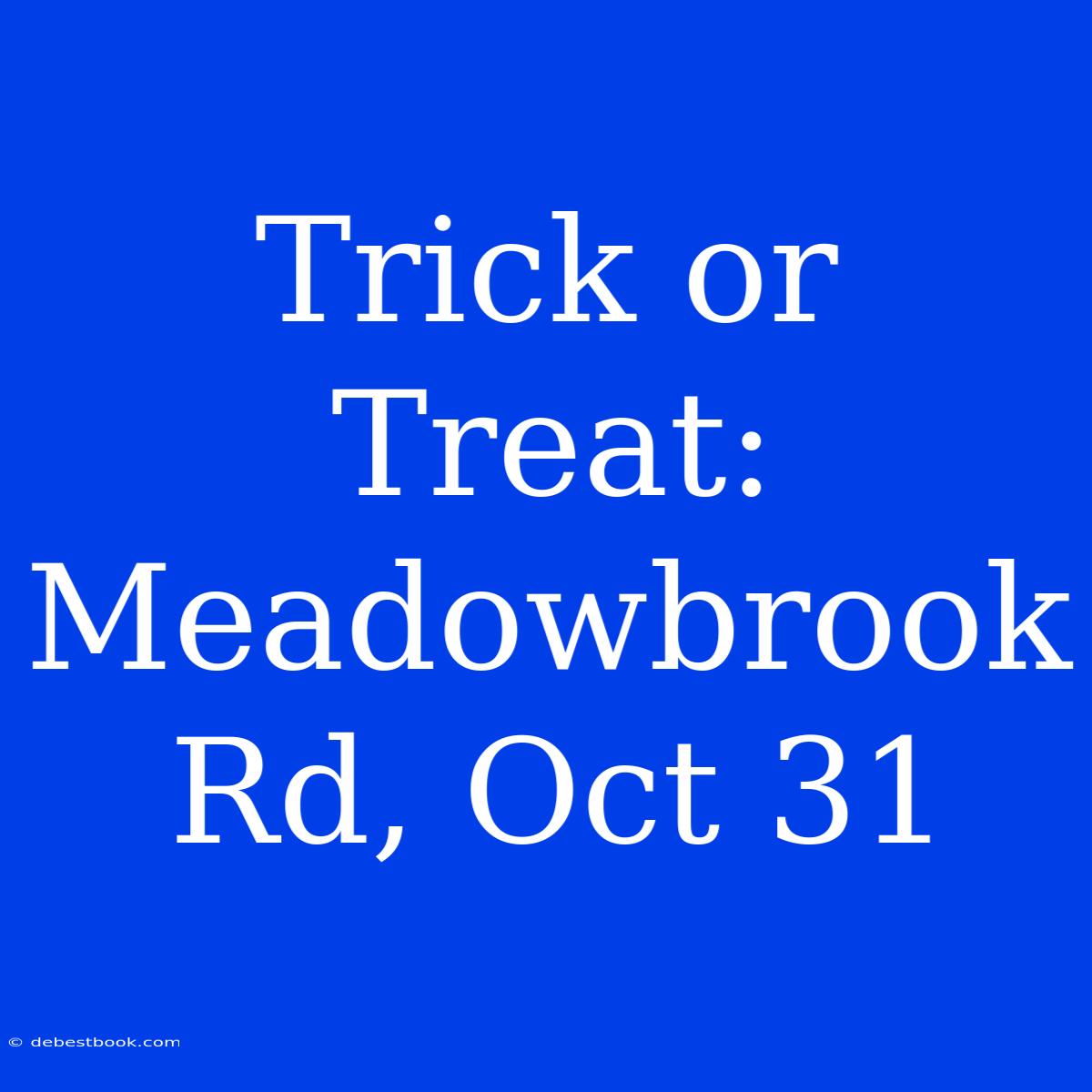 Trick Or Treat: Meadowbrook Rd, Oct 31