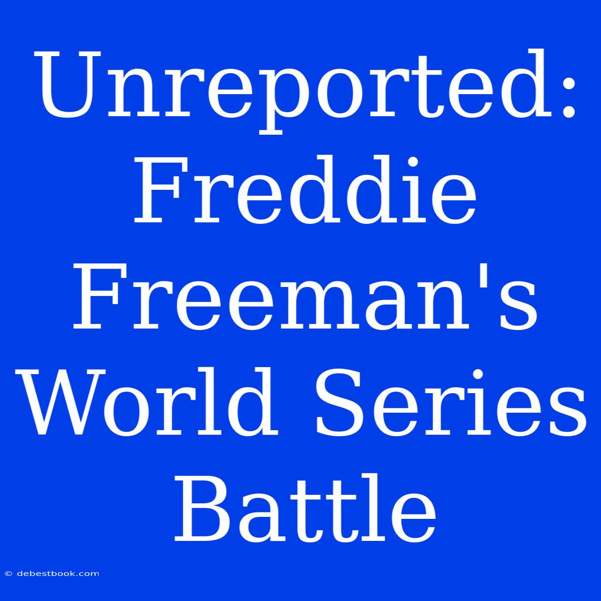 Unreported: Freddie Freeman's World Series Battle